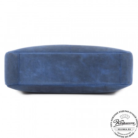 Кожаная деловая сумка "Марк" (синий крейзи)